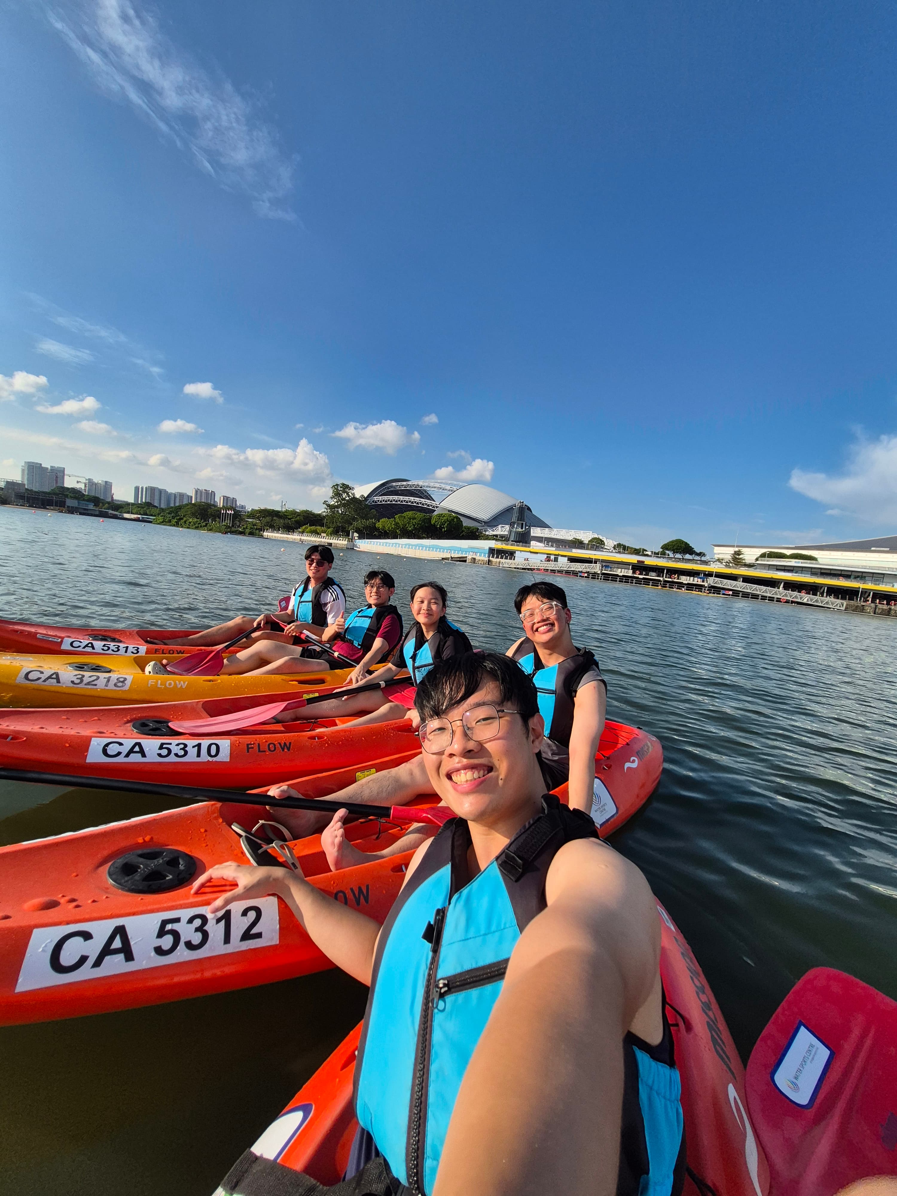 A kayaking selfie with friends on the reservoir